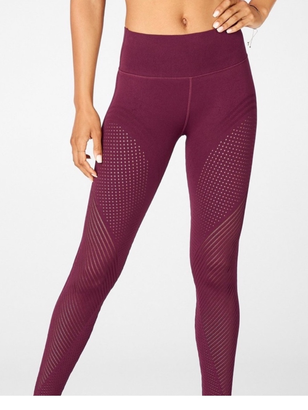 Fabletics Sculpt Knit Maroon Seamless High-Waist Leggings in Wine Size Medium